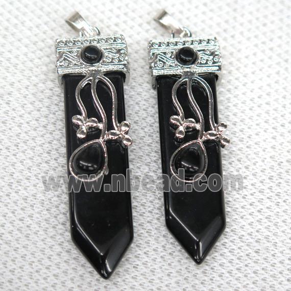 black Onyx Agate arrowhead pendant