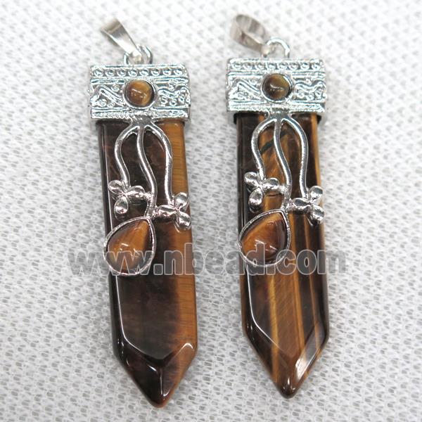 Tiger eye stone arrowhead pendant