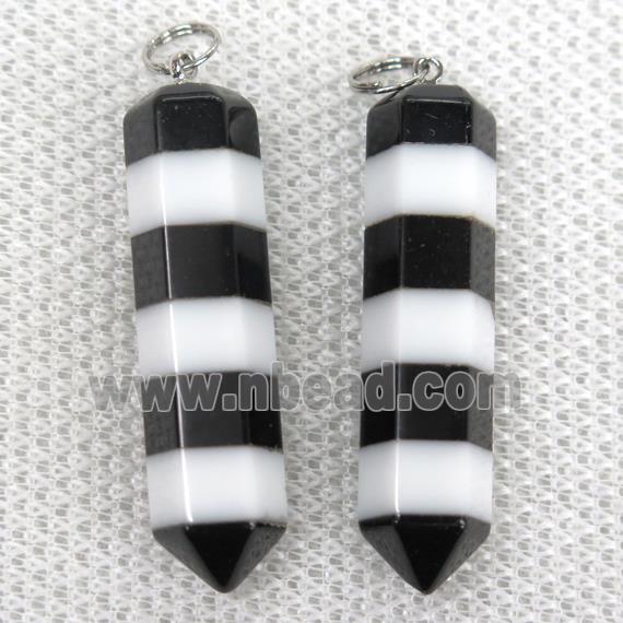 black and white Jasper bullet pendant