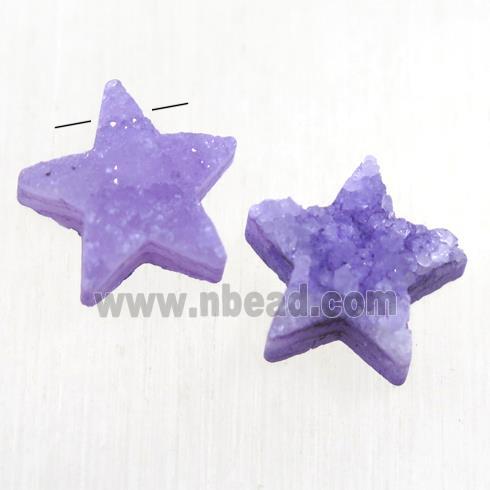 purple Druzy Quartz star pendant