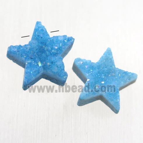 blue Druzy Quartz star pendant