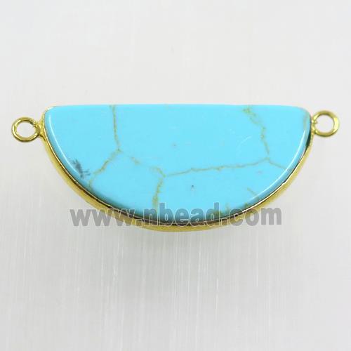 blue turquoise pendant, half round