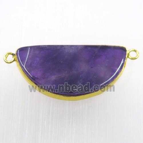 purple amethyst pendant, half round
