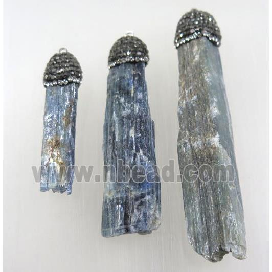 blue Kyanite pendant paved rhinestone, stick