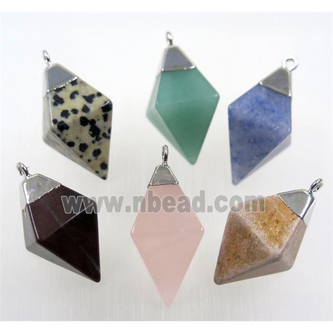 mix gemstone pendant, silver plated