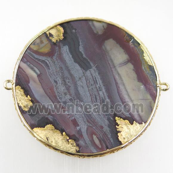Picasso Jasper circle connector, gold plated