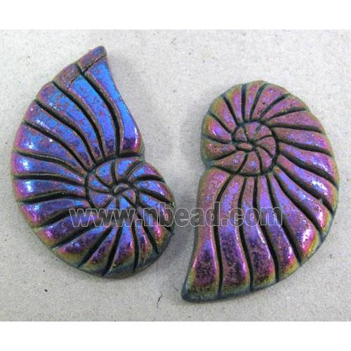 pyrite spiral charm, purple electroplated, no-hole