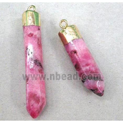 clear quartz bullet pendant, pink