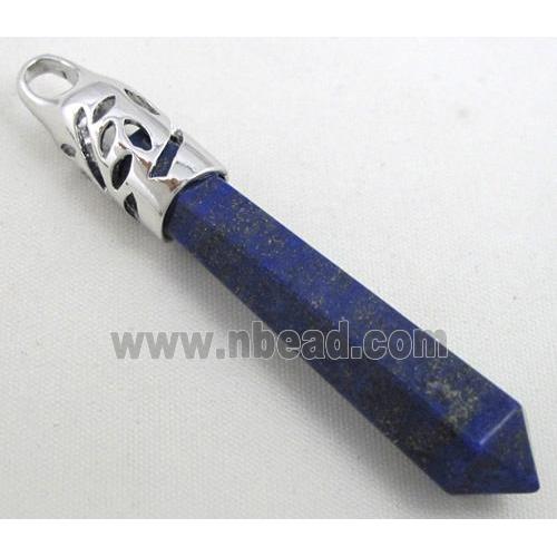 lapis lazuli pendant, stick, faceted, point