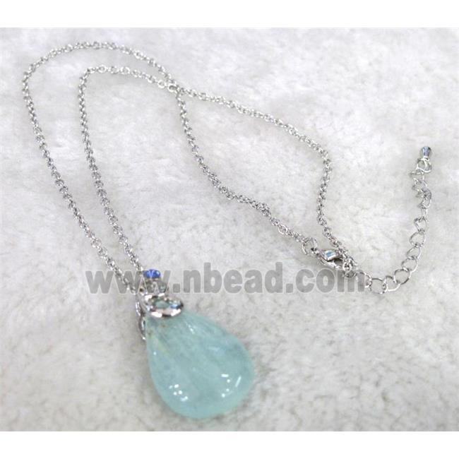 Aquamarine necklace, teardrop