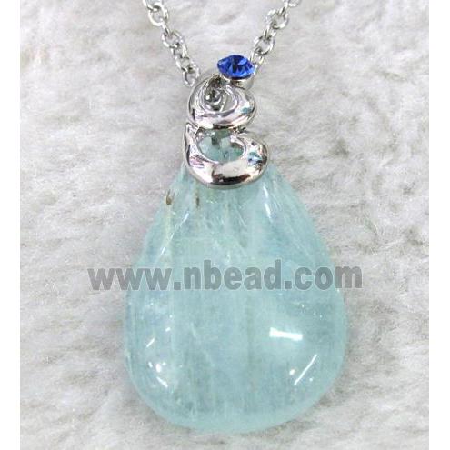 Aquamarine necklace, teardrop