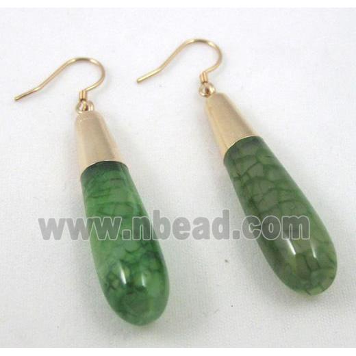 green agate earring, teardrop