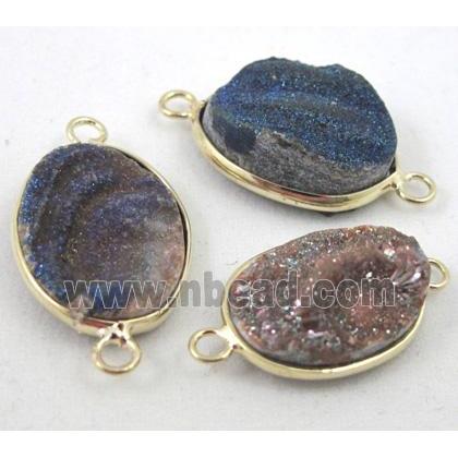 druzy agate connector, oval, mixed