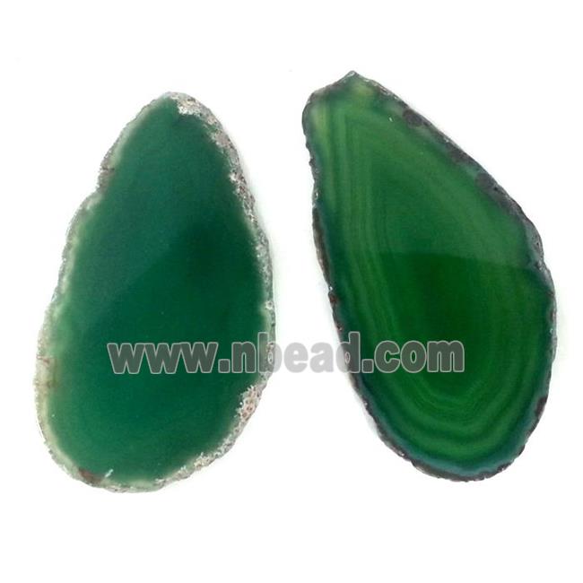 agate pendant, freeform slab, green