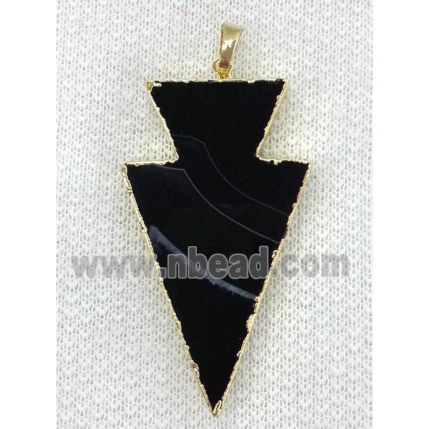 Agate arrowhead pendant, black