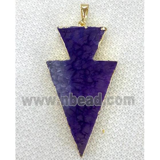 agate pendant, arrowhead, purple