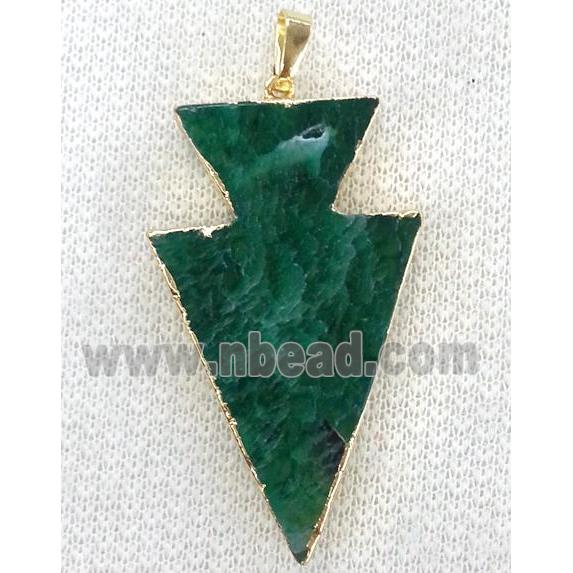 agate pendant, arrowhead, green