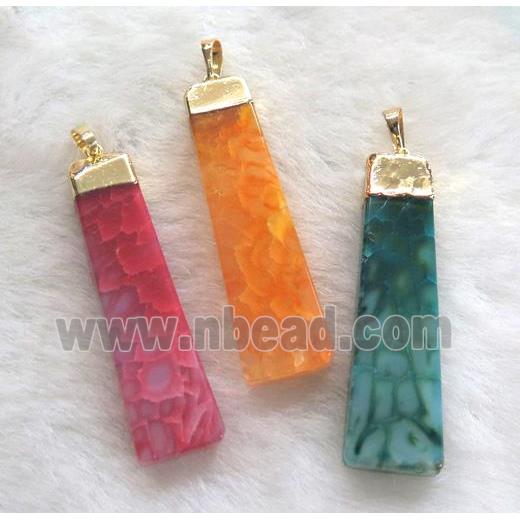 agate pendant, trapeziform, mixed color