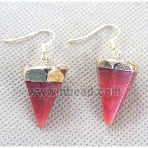 agate earring, diamond, pink