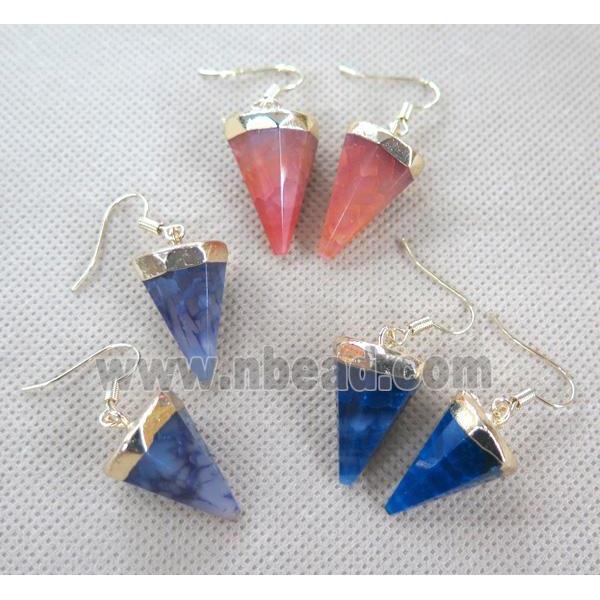 agate earring, diamond, mixed color