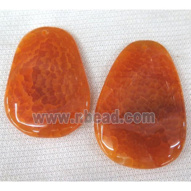 agate slice pendant, freeform, orange