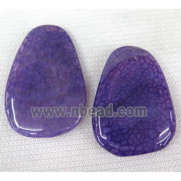 agate slice pendant, freeform, purple