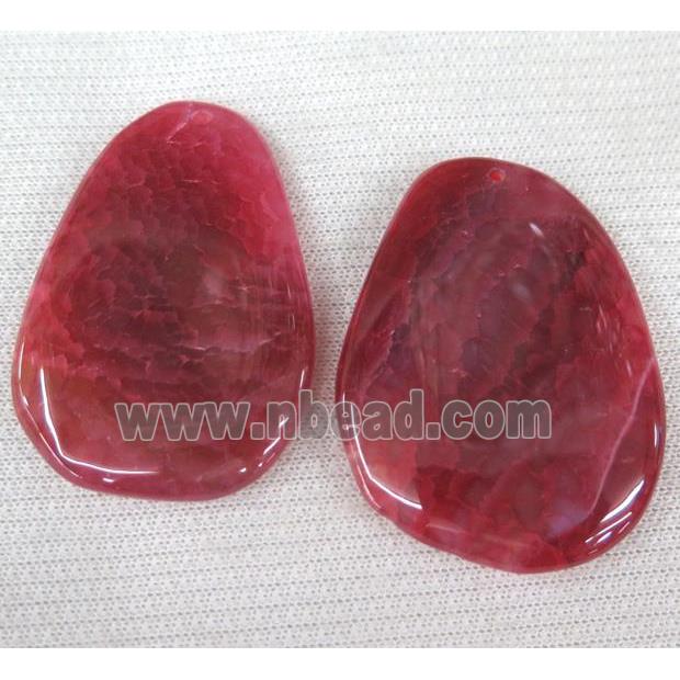 agate slice pendant, freeform, red