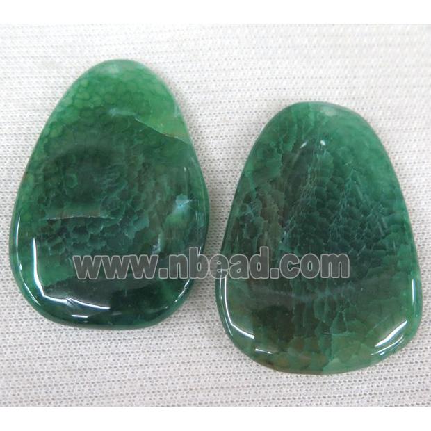 agate slice pendant, freeform, green