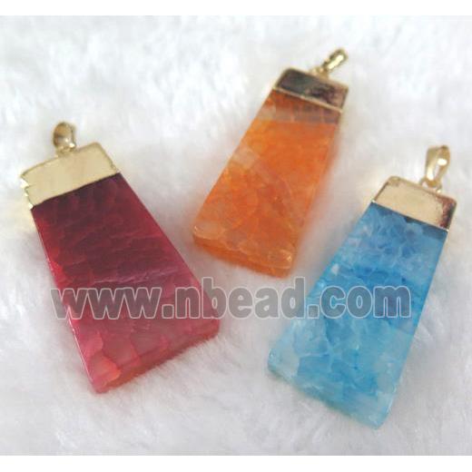 agate pendant, trapeziform, mixed color