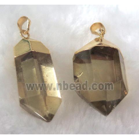 golden smoky quartz pendant, point