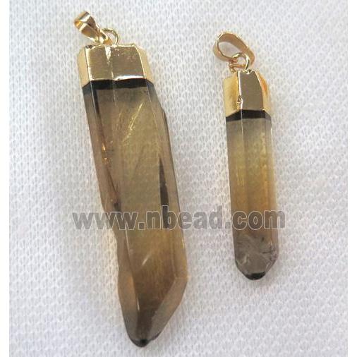 golden smoky quartz pendant, stick