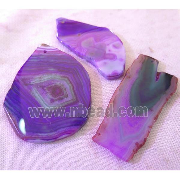 purple agate pendant, slice, freeform