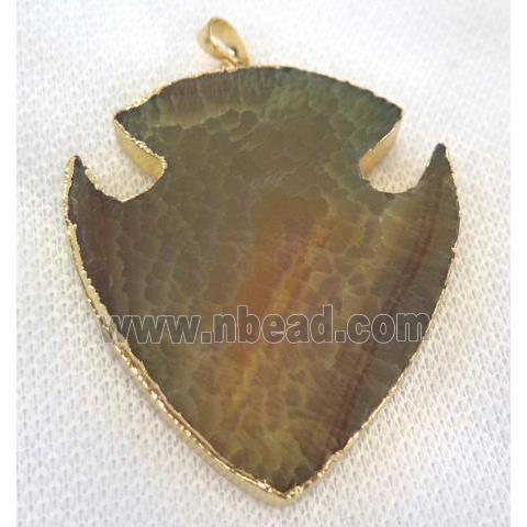 agate pendant, arrowhead, yellow