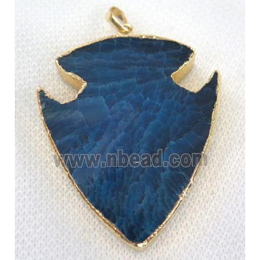 agate pendant, arrowhead, blue