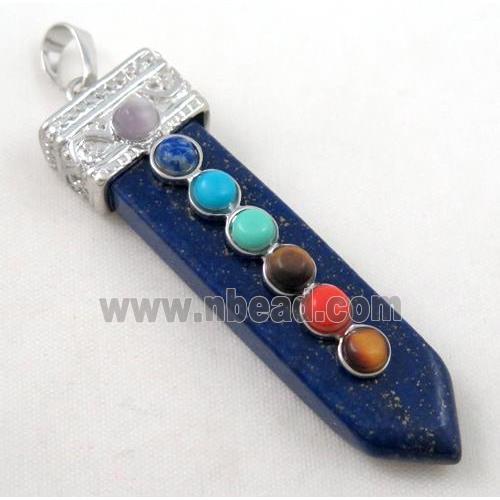 Lapis Lazuli Chakra pendant, paved gems