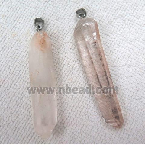 clear quartz pendant, freeform stick