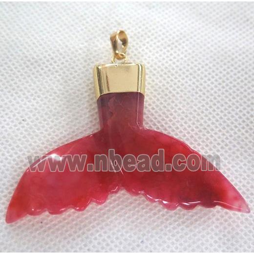 red agate pendant, SharkTail, gold plated