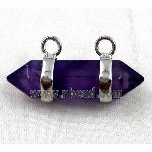 amethyst pendant with 2-holes, bullet