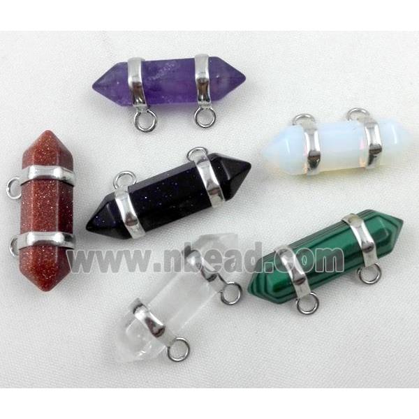 mixed gemstone pendant with 2-holes, bullet