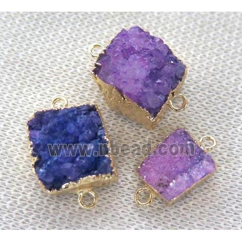 purple druzy quartz connector, square