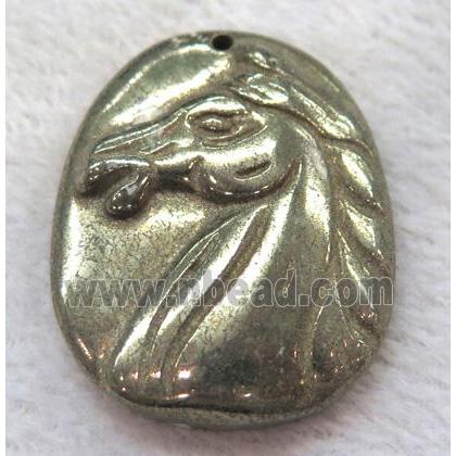 pyrite pendant, horse-head