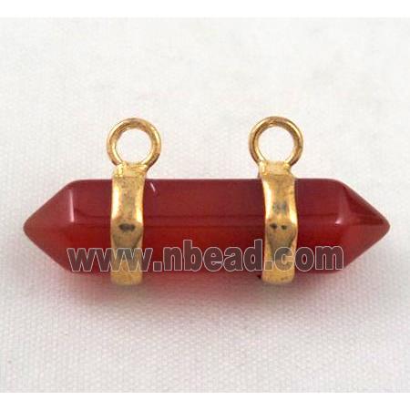 red agate pendant with 2-holes, bullet
