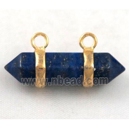 lapis lazuli pendant with 2-holes, bullet, gold plated