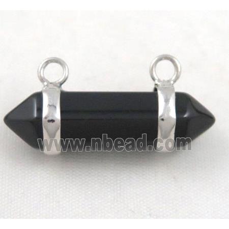 black agate pendant with 2-holes, bullet