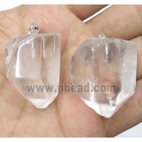 clear quartz pendant, freeform