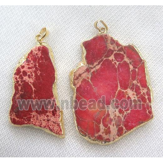 red Sea Sediment pendant, slab, gold plated