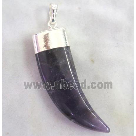 Amethyst horn pendant, purple