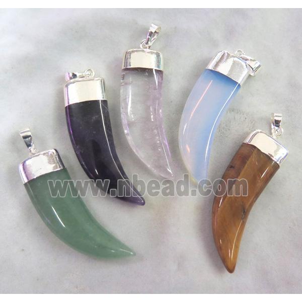 mixed gemstone pendant, horn