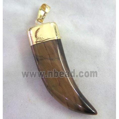 tiger eye jasper pendant, cattle horn