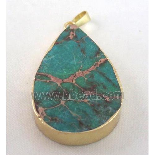 green Sea Sediment jasper pendant, teardrop
